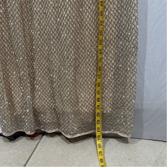 NWT $698 Mac Duggal [ 16 ] Beaded Butterfly‎ Sleeve Column Gown Nude/Silver - Picture 7 of 16